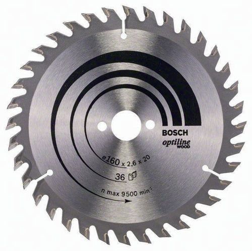 Kreissägeblatt Optiline Wood Außen-Ø 160 mm Zähnezahl 36 WZ Bohrung 20 mm Schnittbreite 26 mm HM BOSCH