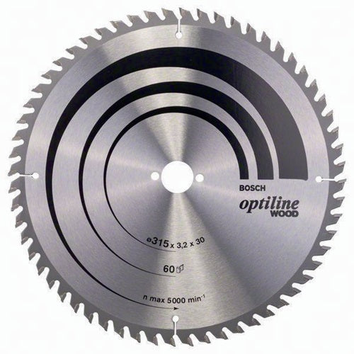 Kreissägeblatt Optiline Wood Außen-Ø 315 mm Zähnezahl 60 WZ Bohrung 30 mm Schnittbreite 32 mm HM BOSCH