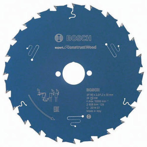 Kreissägeblatt Außen-Ø 190 mm Zähnezahl 24 WZ Bohrung 30 mm Schnittbreite 2 mm HM BOSCH