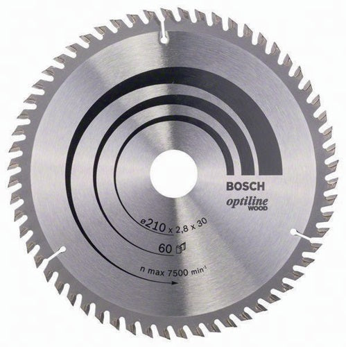 Kreissägeblatt Optiline Wood Außen-Ø 210 mm Zähnezahl 60 WZ Bohrung 30 mm Schnittbreite 28 mm HM BOSCH