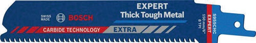 Säbelsägeblatt Expert Thick Tough Metal Länge 150 mm Breite 25 mm Zahnteilung TPI 8 3 mm S-Schaft 10 Stück / Karte BOSCH