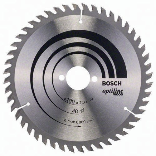 Kreissägeblatt Optiline Wood Außen-Ø 190 mm Zähnezahl 48 WZ Bohrung 30 mm Schnittbreite 2 mm HM BOSCH