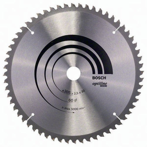 Kreissägeblatt Optiline Wood Außen-Ø 305 mm Zähnezahl 60 WZ/N Bohrung 30 mm Schnittbreite 25 mm HM BOSCH