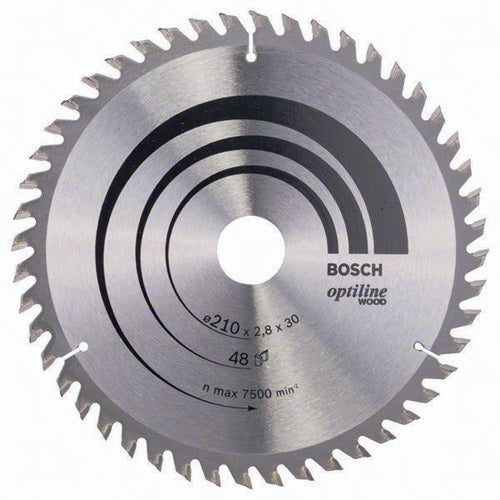 Kreissägeblatt Optiline Wood Außen-Ø 210 mm Zähnezahl 48 WZ Bohrung 30 mm Schnittbreite 28 mm HM BOSCH