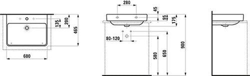 Aufsatzwaschtisch LAUFEN PRO S 600x465mm mit Überlauf 1 Hahnloch weiß LAUFEN