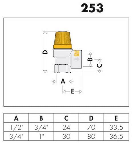 CA Sicherheitsventil Solar 1/2ZollIG x 3/4ZollIG 6 bar verchr TÜV gepr – Ansicht 3