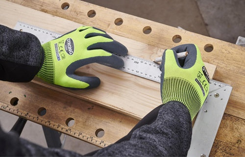 Handschuhe Flexter Größe 9 neongelb/grau EN 388 PSA-Kategorie II 12 Paar STRONGHAND - VPE: 12 – Ansicht 3