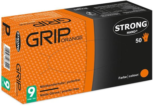 Einweghandschuhe Grip Orange Größe 11 orange Nitril EN 388 EN 374 PSA-Kategorie III 50 Stück / Box STRONGHAND – Ansicht 3