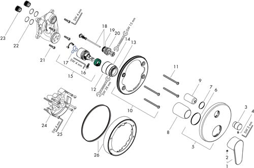 HG Fertigmontageset FOCUS für Unterputz Wannenmischer chrom HANSGROHE – Ansicht 3