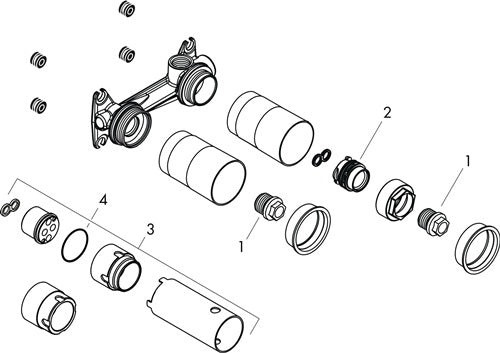 HG gründkörper DN 15 f UP 2-Loch-Waschtischarmatur HANSGROHE – Ansicht 4