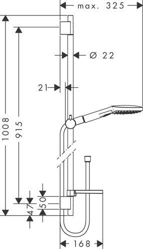 Brauseset RAINDANCE SELECT E 120 3jet Brausestange Unica´S Puro 900mm chrom HANSGROHE – Ansicht 4