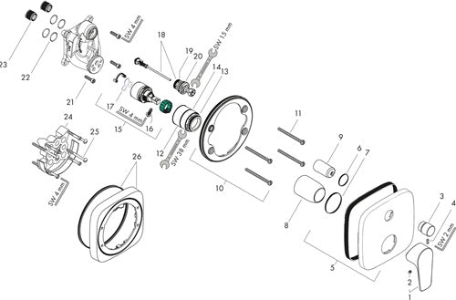 HG Fertigmontageset TALIS E für Unterputz Wannenmischer chrom HANSGROHE – Ansicht 3