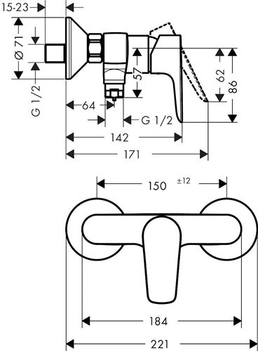 HG Einhebel-Brausemischer TALIS E Aufputz chrom HANSGROHE – Ansicht 4