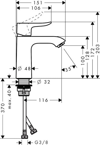 HG Einhebel-Waschtischmischer 110 METRIS DN 15 ComfortZone 110 o Ablgrt chrom HANSGROHE – Ansicht 4