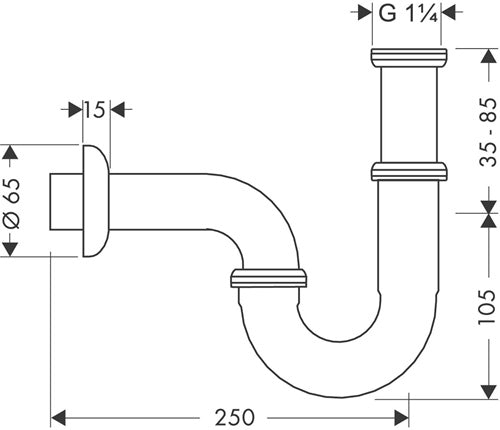 HG Röhrensiphon Standardmodell chrom HANSGROHE – Ansicht 4