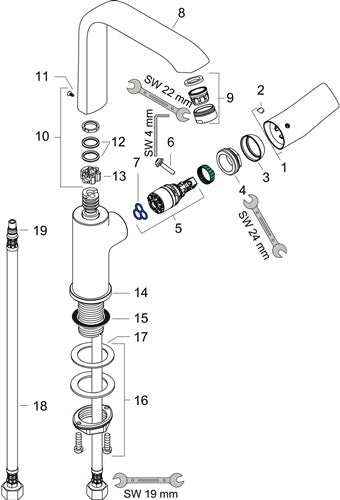 HG Einhebel-Waschtischmischer 230 METRIS DN 15 m Schw-ausl o Ablaufgarnitur chrom HANSGROHE – Ansicht 3