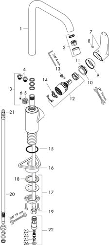 Einhebel-Spültischmischer 260 FOCUS DN 15 f offene Heißwasserbereiter chrom HANSGROHE – Ansicht 3