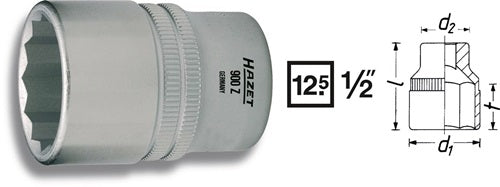 Steckschlüsseleinsatz 900Z 1/2 ? 12-kant Schlüsselweiße 25 mm Länge 44 mm HAZET – Ansicht 4