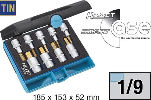 Steckschlüsselsatz 986/9 / 986/9 N 9-teilig SW 5/6/7/8/10/12/14/17/19 mm Antrieb 125 mm (1/2?) HAZET – Ansicht 3