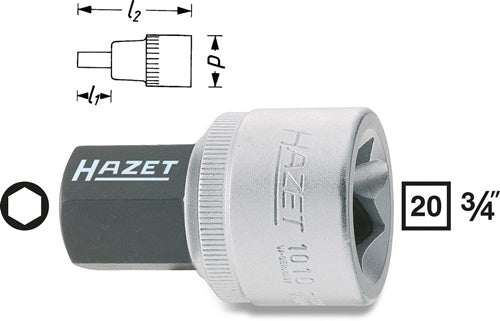 Steckschlüsseleinsatz 1010 3/4 ? Innen-6-kant Schlüsselweiße 14 mm Länge 545 mm HAZET – Ansicht 3