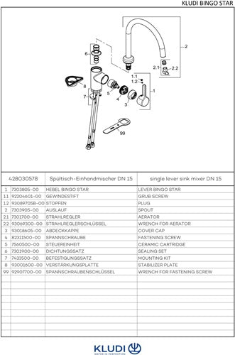 Kludi SPT-Einhandmischer BINGO STAR DN 15 chr KLUDI – Ansicht 3