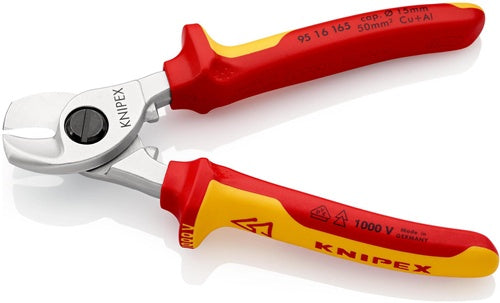 Kabelschere Länge 165 mm Kopf verchromt VDE Mehrkomponenten-Hüllen Form 1 KNIPEX – Ansicht 6