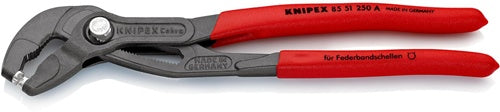 Federbandschellenzange Gesamtlänge 250 mm Kapazität max 70 mm Einstellungen 25 Kunststoffüberzug KNIPEX