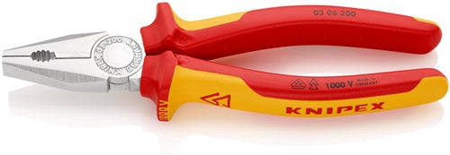 Kombizange Länge 200 mm Mehrkomponenten-Hüllen verchromt VDE KNIPEX