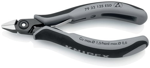 Präzisions-Elektronik-Seitenschneider Länge 125 mm Form 3 Facette ja sehr klein poliert KNIPEX – Ansicht 6