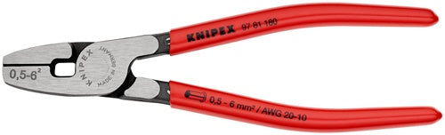 Aderendhülsenzange Gesamtlänge 180 mm 05 - 60 (AWG 20 - 10) mm² poliert Kunststoffüberzug für Aderendhülsen KNIPEX