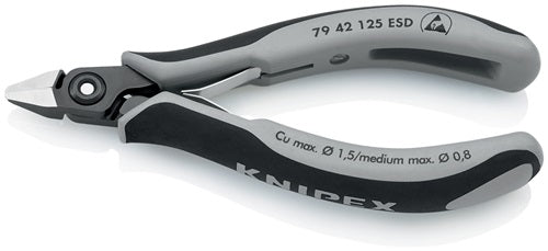 Präzisions-Elektronik-Seitenschneider Länge 125 mm Form 4 Facette nein poliert KNIPEX – Ansicht 3