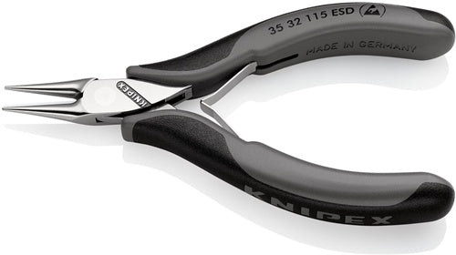 Elektronik-Greifzange Gesamtlänge 115 mm ESD flachbreite Backen spiegelpoliert Form 3 Mehrkomponenten-Hüllen – Ansicht 4