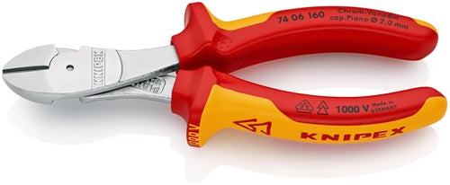 Kraftseitenschneider Länge 160 mm VDE Form 0 Mehrkomponenten-Hüllen KNIPEX
