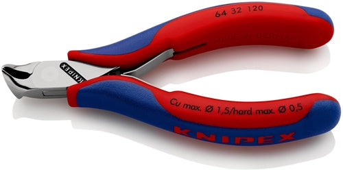 Elektronik-Vornschneider Länge 120 mm Form 3 Facette ja kleine spiegelpoliert Mehrkomponenten-Hüllen KNIPEX
