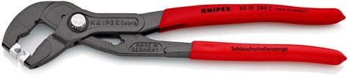 Schlauchschellenzange Gesamtlänge 250 mm Kopf grau atramentiert Kunststoffüberzug KNIPEX
