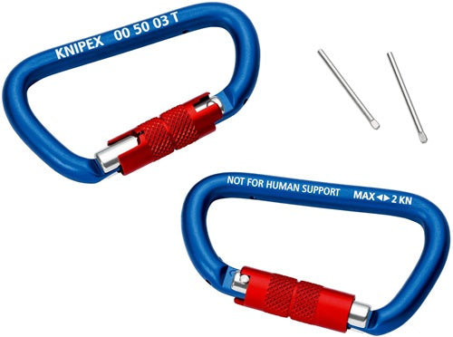 Materialkarabiner Länge 81 mm mit Schraubverschluss blau beschichtet KNIPEX