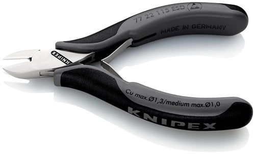 Elektronik-Seitenschneider Länge 115 mm Form 2 Facette nein spiegelpoliert KNIPEX – Ansicht 4