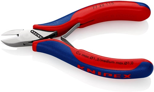 Elektronik-Seitenschneider Länge 115 mm Form 2 Facette nein Mehrkomponenten-Hüllen spiegelpoliert KNIPEX – Ansicht 3
