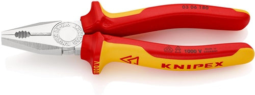 Kombizange Länge 180 mm Mehrkomponenten-Hüllen verchromt VDE KNIPEX