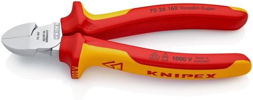 Seitenschneider Länge 160 mm Kopf verchromt VDE Mehrkomponenten-Hüllen KNIPEX
