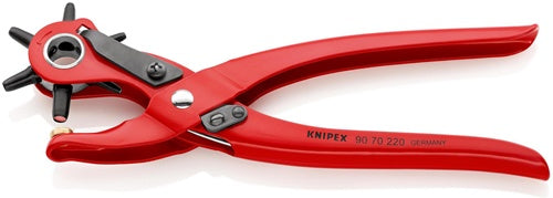 Revolverlochzange Gesamtlänge 220 mm Öffnungsfeder 2 / 25 / 3 / 35 / 4 und 5 mm rot pulverbeschichtet KNIPEX