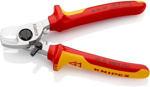 Kabelschere Länge 165 mm Kopf verchromt VDE Mehrkomponenten-Hüllen Form 2 KNIPEX – Ansicht 5