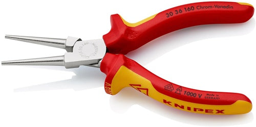 Langbeckzange Gesamtlänge 160 mm Form 3 Kopf verchromt lang rund VDE Mehrkomponenten-Hüllen KNIPEX – Ansicht 3