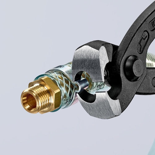 Ohrklemmenzange Gesamtlänge 220 mm Kopf schwarz atramentiert Kunststoff-Überzug seitliche Pressnase KNIPEX – Ansicht 6