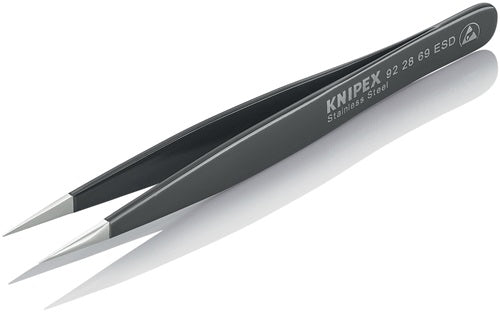 Präzisionspinzette Länge 130 mm gerade kräftig rostfrei antimagn elektr ableitend KNIPEX – Ansicht 4