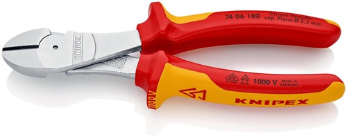 Kraftseitenschneider Länge 180 mm VDE Form 0 Mehrkomponenten-Hüllen KNIPEX