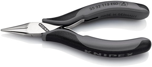 Elektronik-Greifzange Gesamtlänge 115 mm ESD flachrunde Backen spiegelpoliert Form 2 Mehrkomponenten-Hüllen KNIPEX