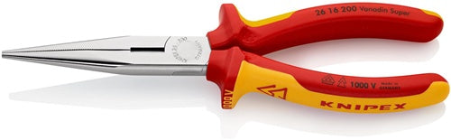 Flachrundzange Länge 200 mm gerade VDE Mehrkomponenten-Hüllen KNIPEX