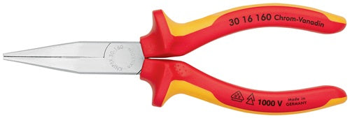 Langbeckzange Gesamtlänge 160 mm Form 1 Kopf verchromt lang flach VDE Mehrkomponenten-Hüllen KNIPEX – Ansicht 3