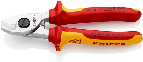 Kabelschere Länge 165 mm Kopf verchromt VDE Mehrkomponenten-Hüllen Form 1 KNIPEX